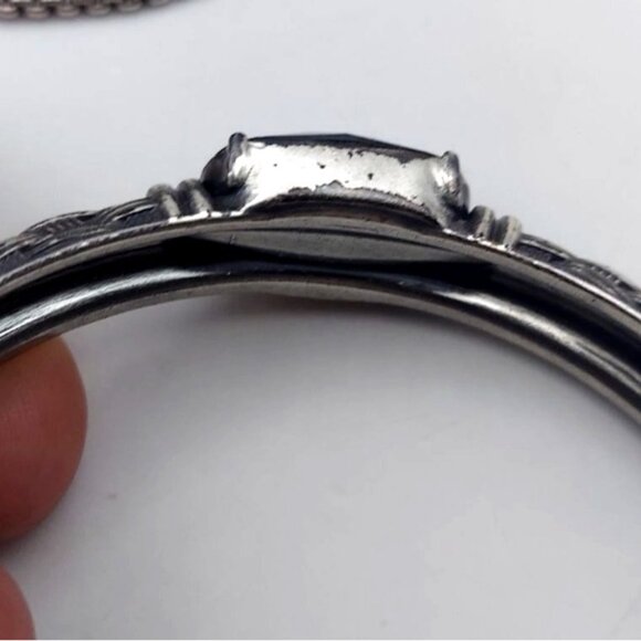 NWT Brighton Cafe De Paris Silver Plated Crystal Necklace & Hinged Bracelet 2 Pc - Picture 8 of 10